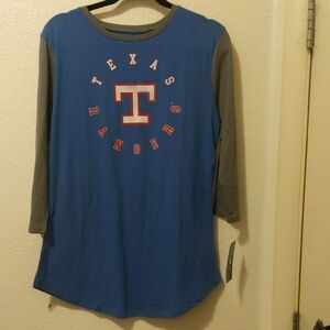 Women's Texas Rangers Blue and Gray Tee M